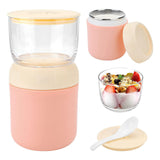 Maxbell Lunch Pot Yogurt Container Insulated Food Container 2 Tier for Fruit Milk Pink