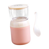 Maxbell Lunch Pot Yogurt Container Insulated Food Container 2 Tier for Fruit Milk Pink