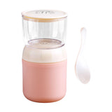 Maxbell Lunch Pot Yogurt Container Insulated Food Container 2 Tier for Fruit Milk Pink