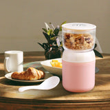 Maxbell Lunch Pot Yogurt Container Insulated Food Container 2 Tier for Fruit Milk Pink