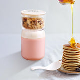 Maxbell Lunch Pot Yogurt Container Insulated Food Container 2 Tier for Fruit Milk Pink