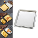 Maxbell Serving Platter Dessert Dish Rectangular for Outdoor Activities big and Argent