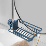 Maxbell Faucet Drainage Shelf Save Space for Kitchen Sink Bathroom Sponge Brush Blue