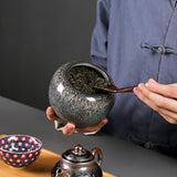 Maxbell Ceramic Ginger Jar Caddy Bud Vase Food Storage Jar for Flour Sugar Rice B