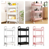 Maxbell Movable Storage Cart Wear Resistant Practical for Bedroom Office Household White