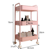 Maxbell Movable Storage Cart Wear Resistant Practical for Bedroom Office Household Pink