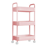 Maxbell Movable Storage Cart Wear Resistant Practical for Bedroom Office Household Pink