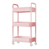 Maxbell Movable Storage Cart Wear Resistant Practical for Bedroom Office Household Pink