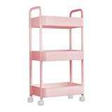 Maxbell Movable Storage Cart Wear Resistant Practical for Bedroom Office Household Pink