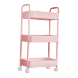 Maxbell Movable Storage Cart Wear Resistant Practical for Bedroom Office Household Pink