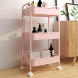 Maxbell Movable Storage Cart Wear Resistant Practical for Bedroom Office Household Pink