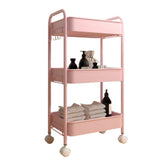 Maxbell Movable Storage Cart Wear Resistant Practical for Bedroom Office Household Pink