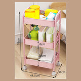Maxbell Movable Storage Cart Wear Resistant Practical for Bedroom Office Household Pink