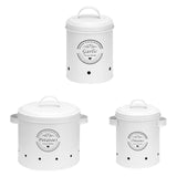 Maxbell 3Pcs Storage Tin Decoration Multipurpose for Pantry Living Room Household White