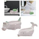 Maxbell Ceramic Soap Dish Soap Box Soap Tray Soap Holder for Toilet Hotel Decoration Dinosaur