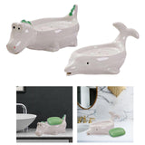 Maxbell Ceramic Soap Dish Soap Box Soap Tray Soap Holder for Toilet Hotel Decoration Dinosaur