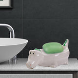 Maxbell Ceramic Soap Dish Soap Box Soap Tray Soap Holder for Toilet Hotel Decoration Dinosaur