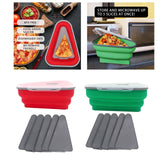 Maxbell Leftover Pizza Storage Container with 5 Microwavable Serving Trays Organizer Orange