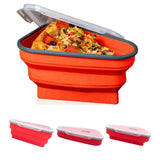 Maxbell Leftover Pizza Storage Container with 5 Microwavable Serving Trays Organizer Orange