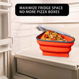 Maxbell Leftover Pizza Storage Container with 5 Microwavable Serving Trays Organizer Orange