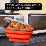 Maxbell Leftover Pizza Storage Container with 5 Microwavable Serving Trays Organizer Orange