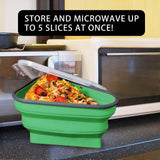 Maxbell Leftover Pizza Storage Container with 5 Microwavable Serving Trays Organizer Green