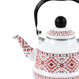 Maxbell Enamel Tea Kettle Tableware Teapot Water Kettle for Kitchen Picnic Camping White