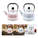 Maxbell Enamel Tea Kettle Tableware Teapot Water Kettle for Kitchen Picnic Camping White