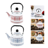 Maxbell Enamel Tea Kettle Tableware Teapot Water Kettle for Kitchen Picnic Camping White