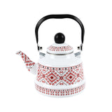 Maxbell Enamel Tea Kettle Tableware Teapot Water Kettle for Kitchen Picnic Camping White