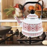 Maxbell Enamel Tea Kettle Tableware Teapot Water Kettle for Kitchen Picnic Camping White