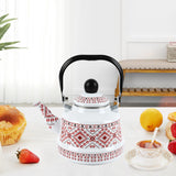 Maxbell Enamel Tea Kettle Tableware Teapot Water Kettle for Kitchen Picnic Camping White