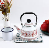 Maxbell Enamel Tea Kettle Tableware Teapot Water Kettle for Kitchen Picnic Camping White