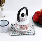 Maxbell Enamel Tea Kettle Tableware Teapot Water Kettle for Kitchen Picnic Camping White