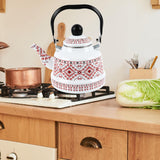 Maxbell Enamel Tea Kettle Tableware Teapot Water Kettle for Kitchen Picnic Camping White