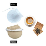 Maxbell 100x Tea Filter Bags Drawstring Kitchen Spice Seasoning Filter Package White
