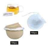 Maxbell 100x Tea Filter Bags Drawstring Kitchen Spice Seasoning Filter Package White