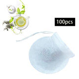 Maxbell 100x Tea Filter Bags Drawstring Kitchen Spice Seasoning Filter Package White