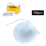 Maxbell 100x Tea Filter Bags Drawstring Kitchen Spice Seasoning Filter Package White
