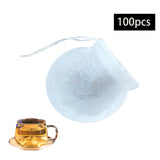 Maxbell 100x Tea Filter Bags Drawstring Kitchen Spice Seasoning Filter Package White