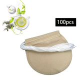 Maxbell 100x Tea Filter Bags Drawstring Kitchen Spice Seasoning Filter Package Unbleached