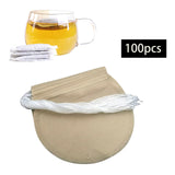 Maxbell 100x Tea Filter Bags Drawstring Kitchen Spice Seasoning Filter Package Unbleached