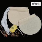 Maxbell 100x Tea Filter Bags Drawstring Kitchen Spice Seasoning Filter Package Unbleached
