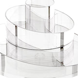 Maxbell 360° Rotating Transparent Makeup Brushes Display Case Organizer Small Rack Round Double Layer