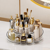 Maxbell 360° Rotating Transparent Makeup Brushes Display Case Organizer Small Rack Round Double Layer