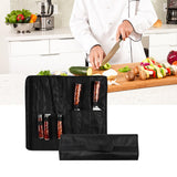 Maxbell Chef Roll Bag Reusable 5 Pockets Waterproof Black for Picnic Travel Camping
