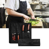 Maxbell Chef Roll Bag Reusable 5 Pockets Waterproof Black for Picnic Travel Camping