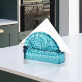 Maxbell Facial Napkin Box Cover Ornament Multifunction for Restaurant Desktop Office Petal shape blue