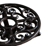 Maxbell Rustic Cast Iron Teapot Warmer Stable Graceful Hollow Out for Balcony Patio Round