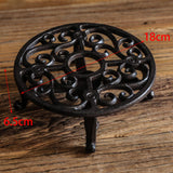 Maxbell Rustic Cast Iron Teapot Warmer Stable Graceful Hollow Out for Balcony Patio Round
